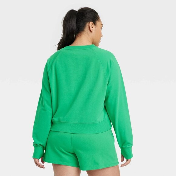 XXL - Womens French Terry Crewneck Sweatshirt - All in Motion - Green - Picture 2 of 8